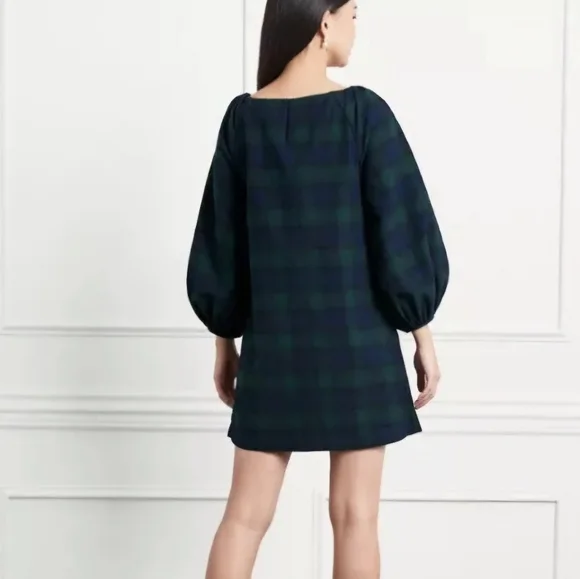 NWT Hill House The Araminta Stewart Dress Blackwatch Plaid Tartan Mini Dress XS - Picture 4 of 9